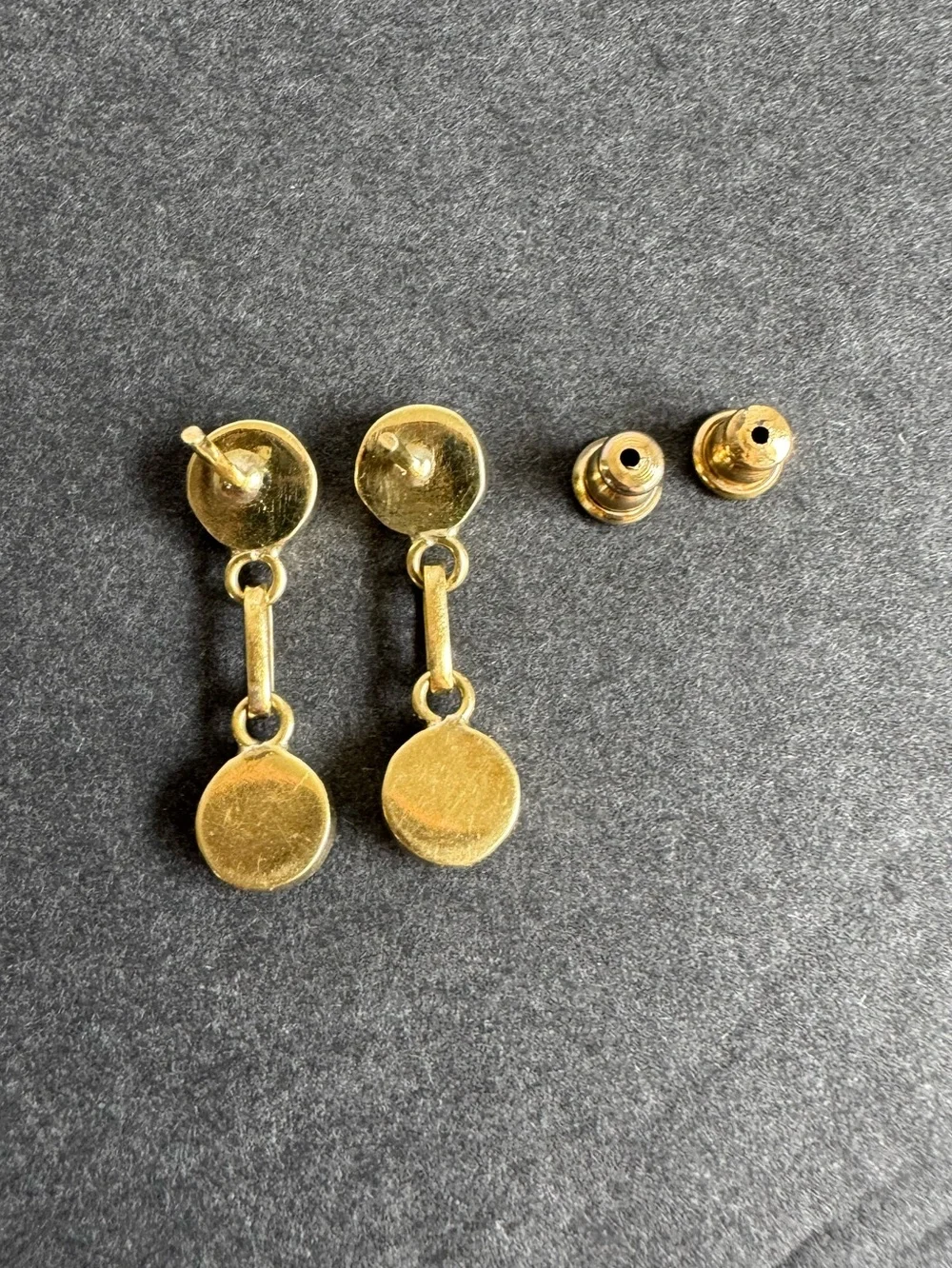 Vintage 14K Gold Earrings Lapis Lazuli Pierced Drop Stud Minimalist‎ Dainty